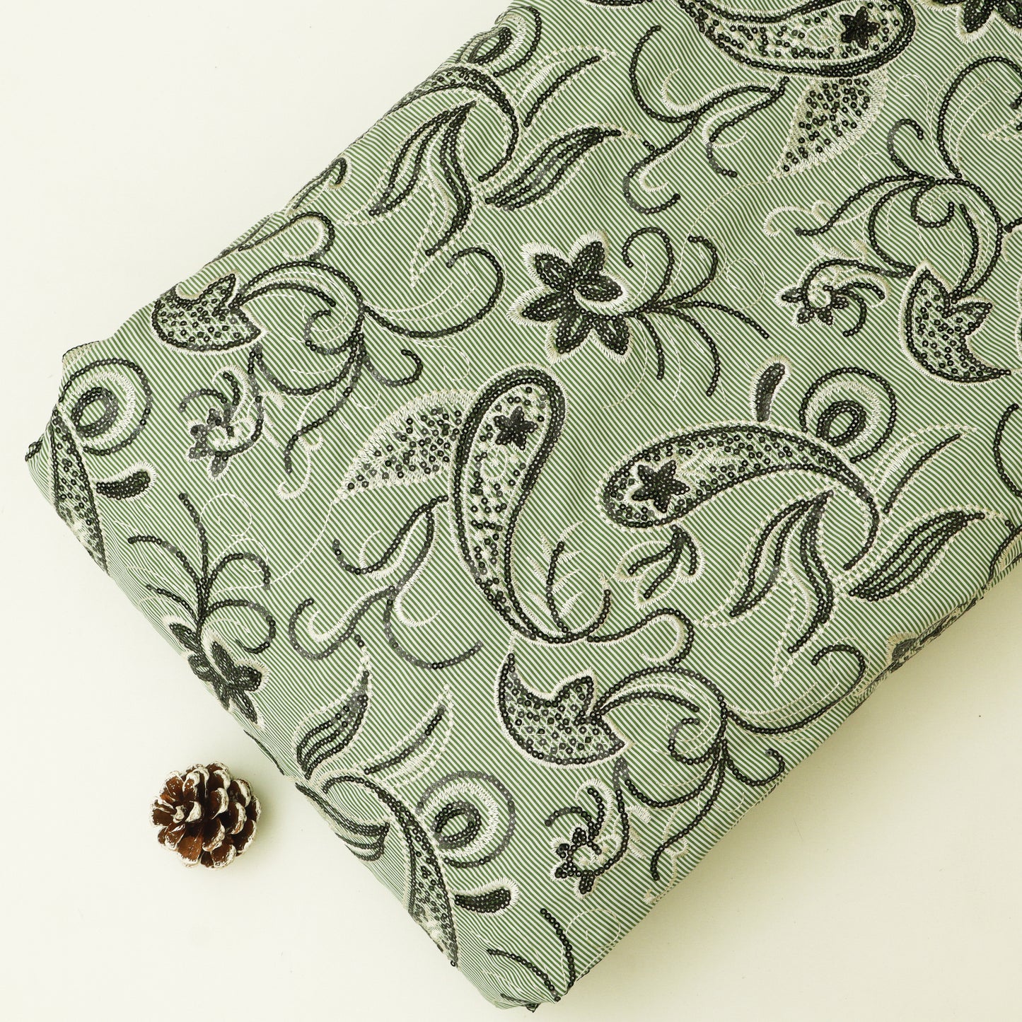 Cotton Stripe Embroidery Fabric