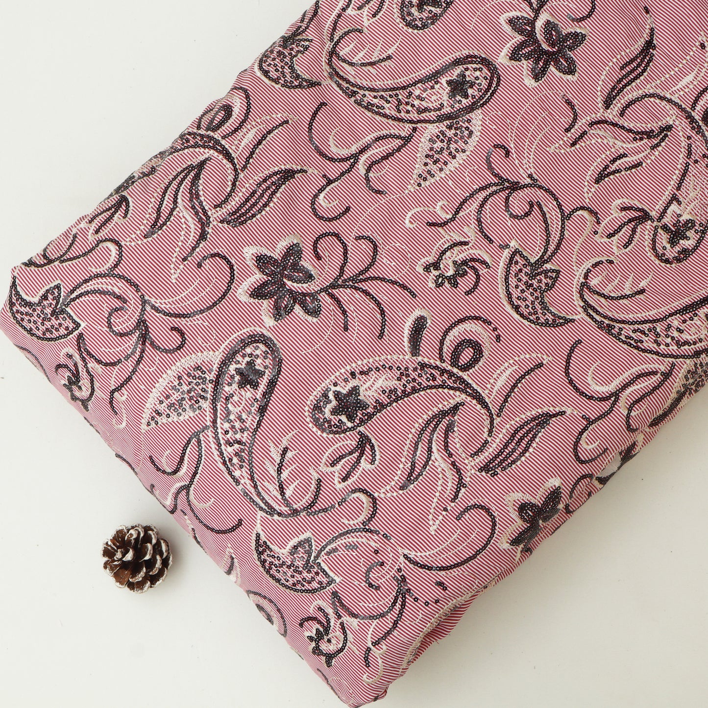 Cotton Stripe Embroidery Fabric