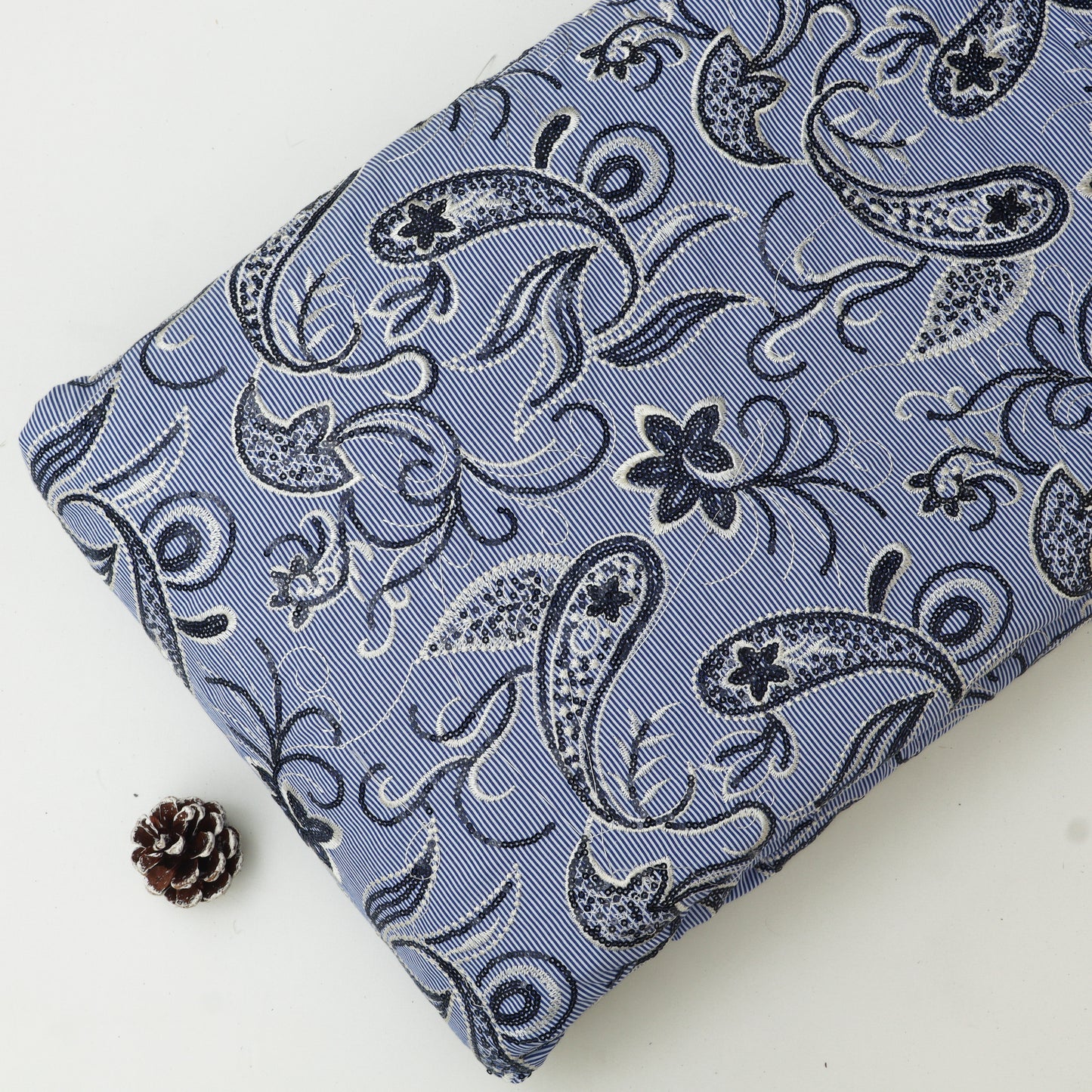 Cotton Stripe Embroidery Fabric