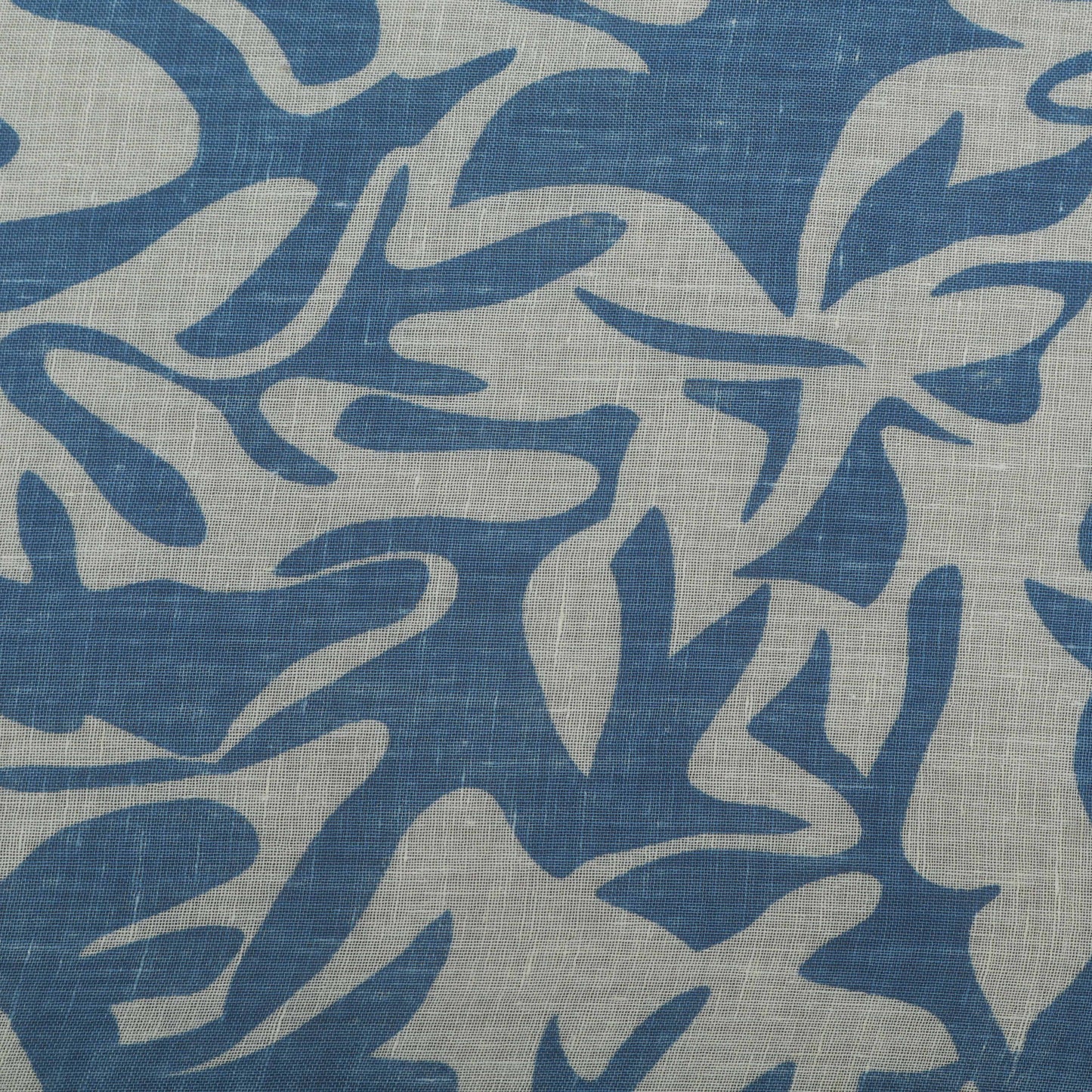 Blue Color Linen Print Fabric