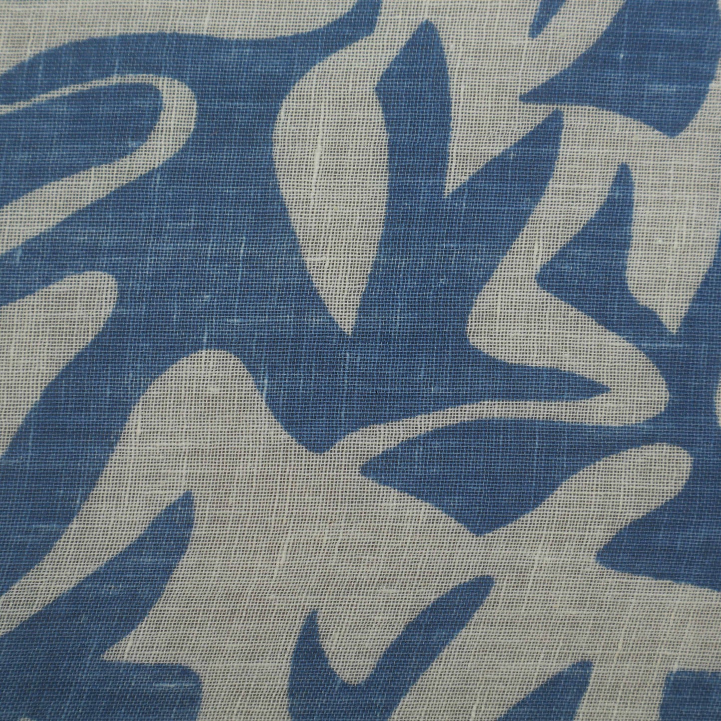 Blue Color Linen Print Fabric