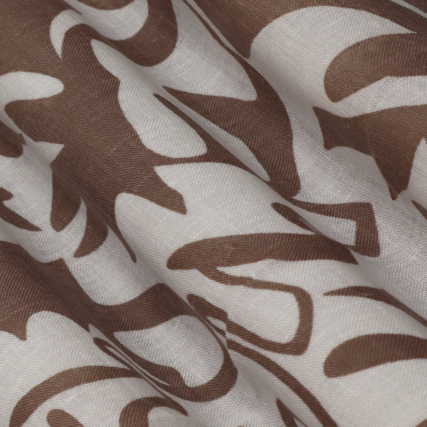 Brown Color Linen Print Fabric