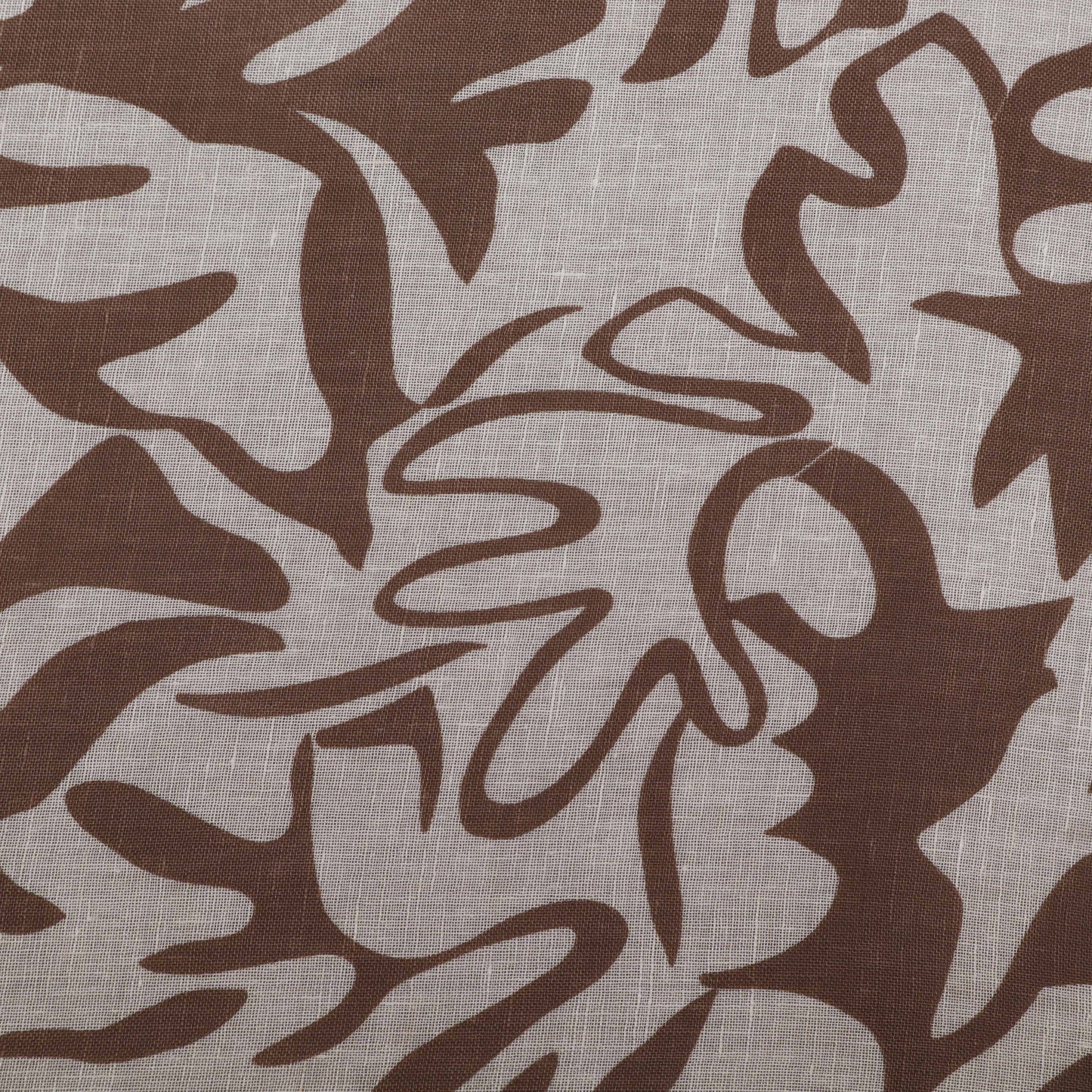 Brown Color Linen Print Fabric