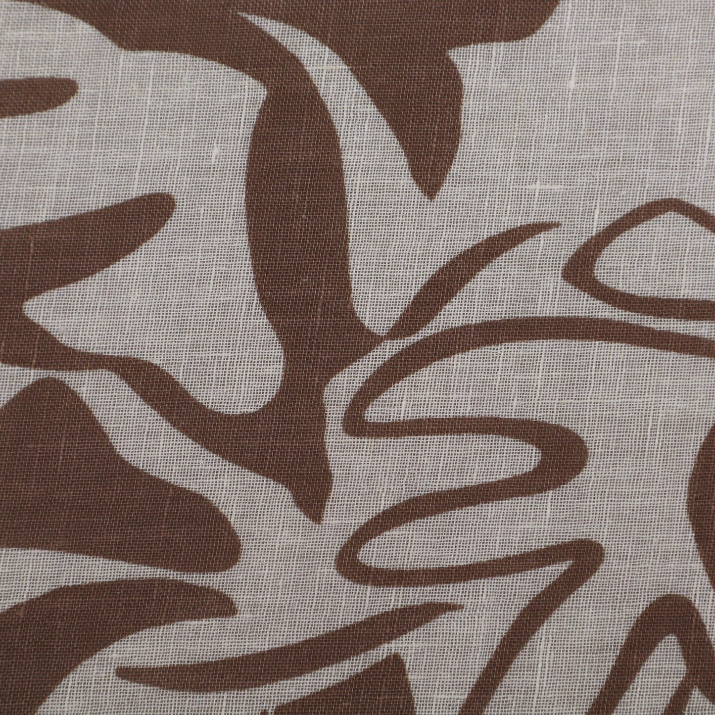 Brown Color Linen Print Fabric