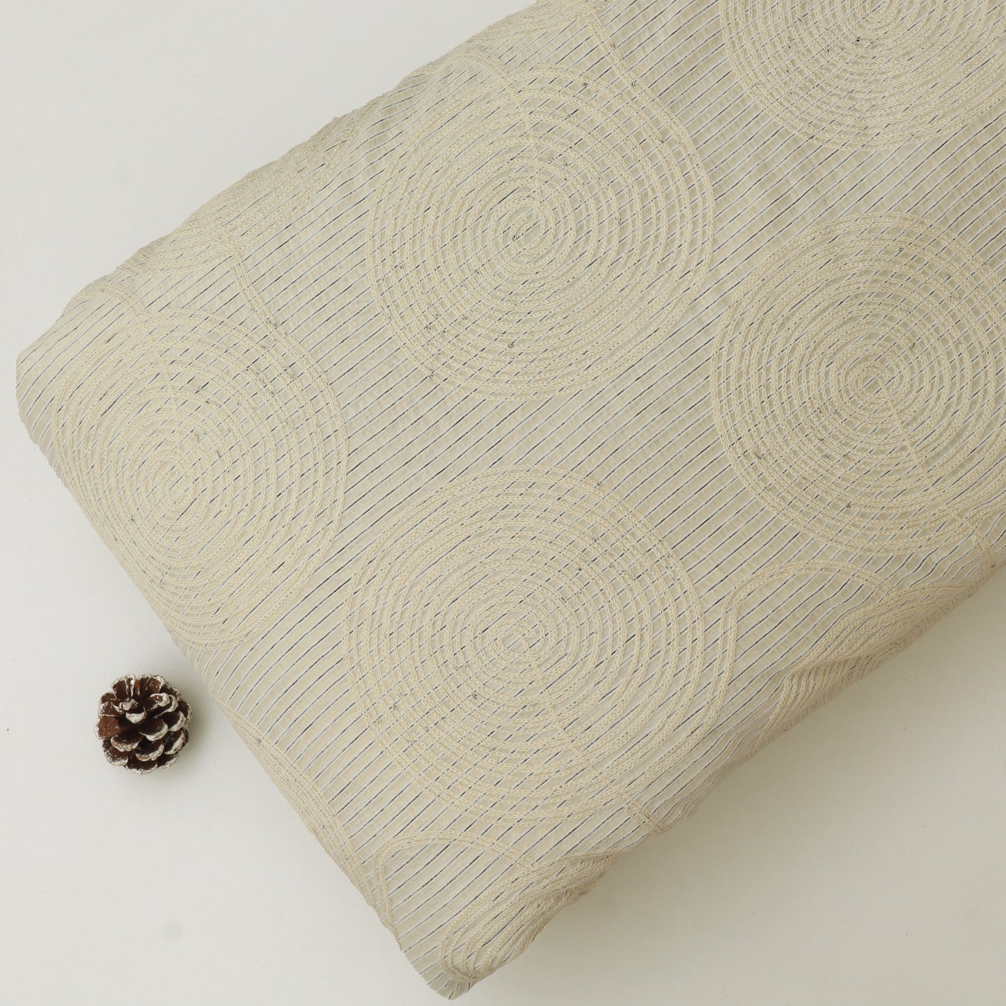Chanderi  Stripe Embroidery Fabric