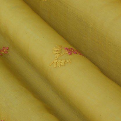 Yellow Color Chanderi Booti Fabric