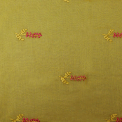 Yellow Color Chanderi Booti Fabric