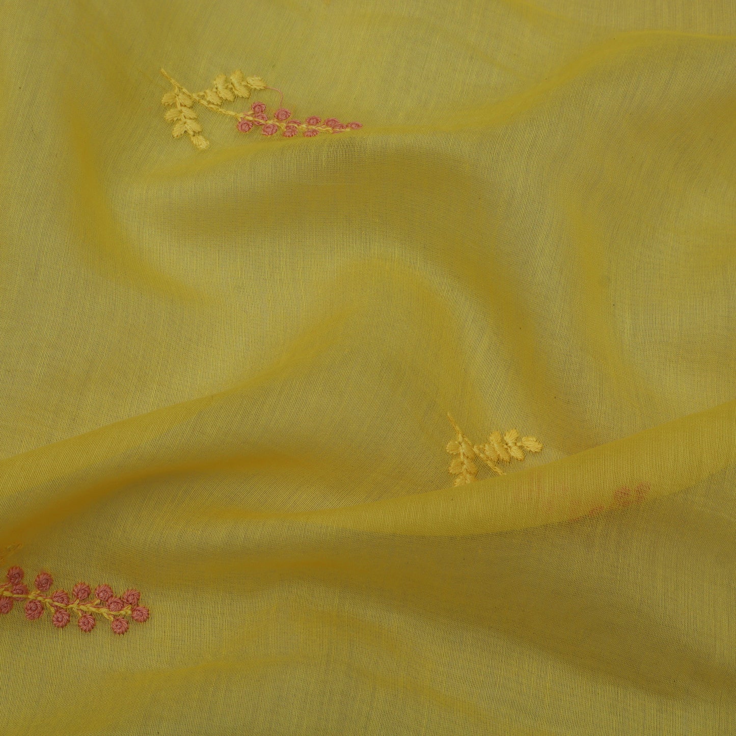 Yellow Color Chanderi Booti Fabric