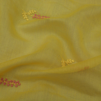 Yellow Color Chanderi Booti Fabric