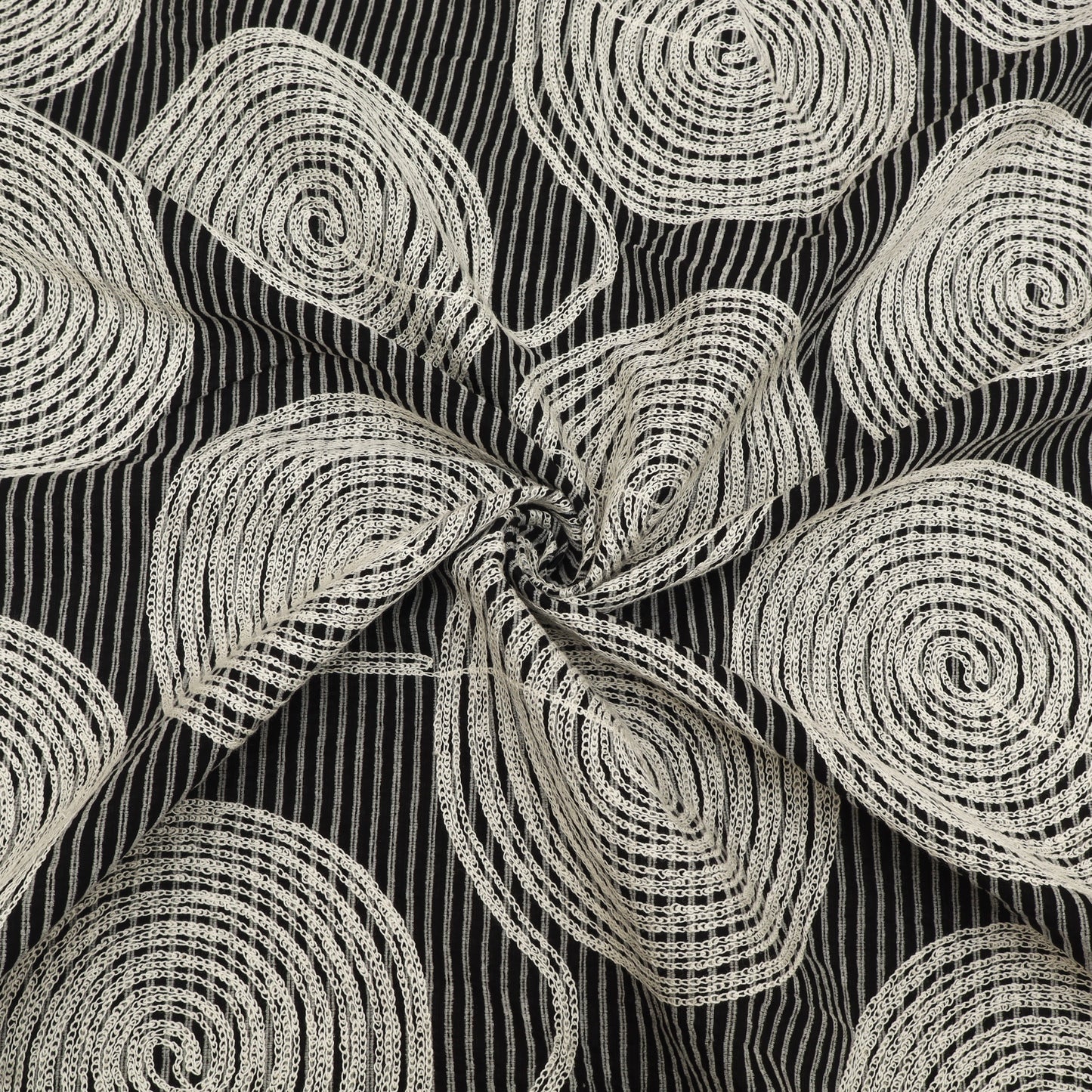 Chanderi  Stripe Embroidery Fabric
