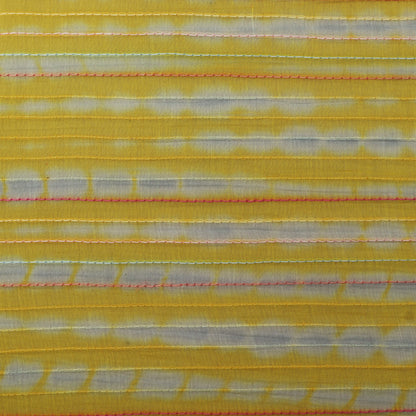 Yellow Color Chanderi Kantha Work Tie And Dye Fabric