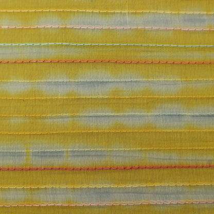 Yellow Color Chanderi Kantha Work Tie And Dye Fabric