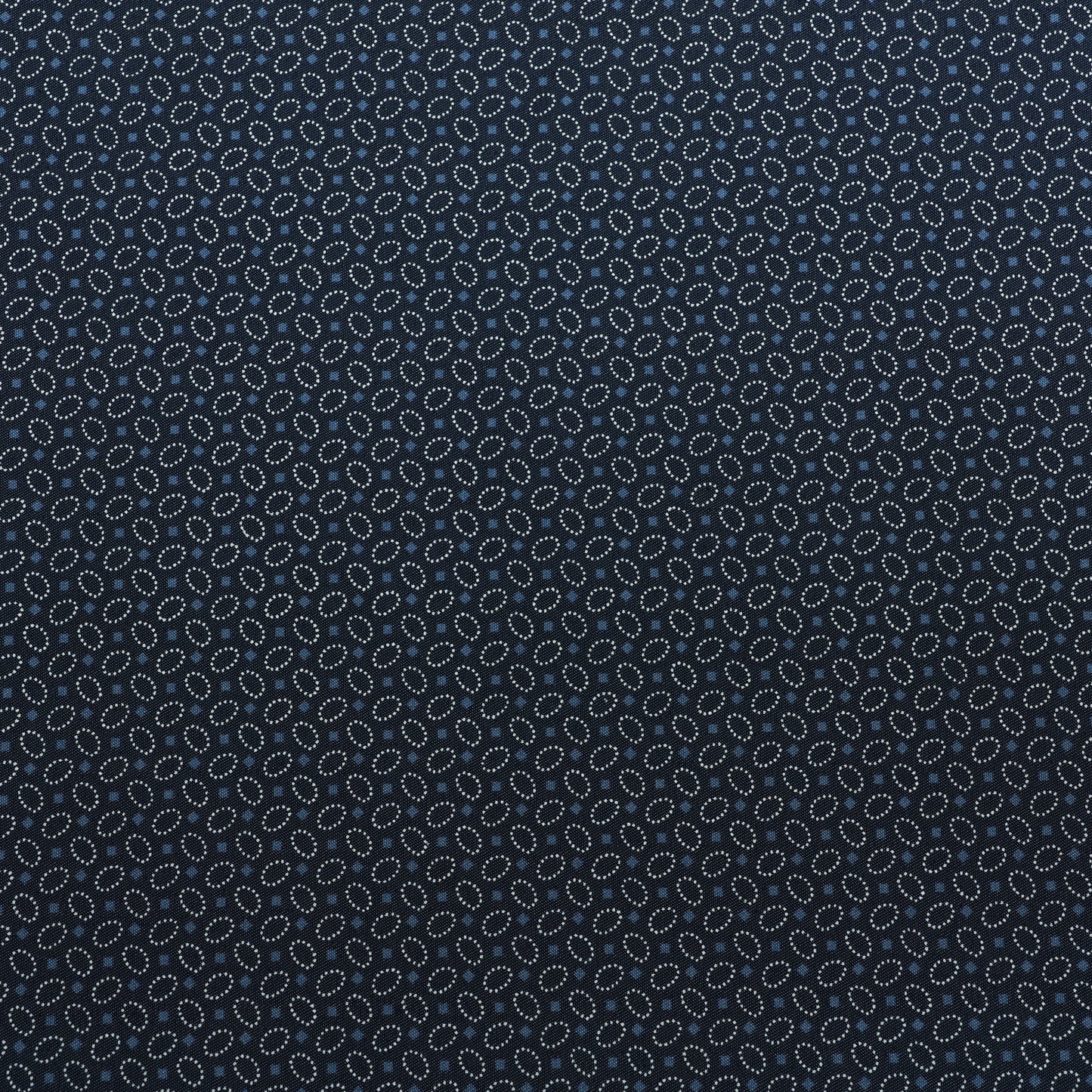 Navy Blue Geometric Printed Denim Fabric