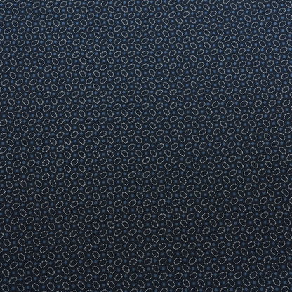 Navy Blue Geometric Printed Denim Fabric