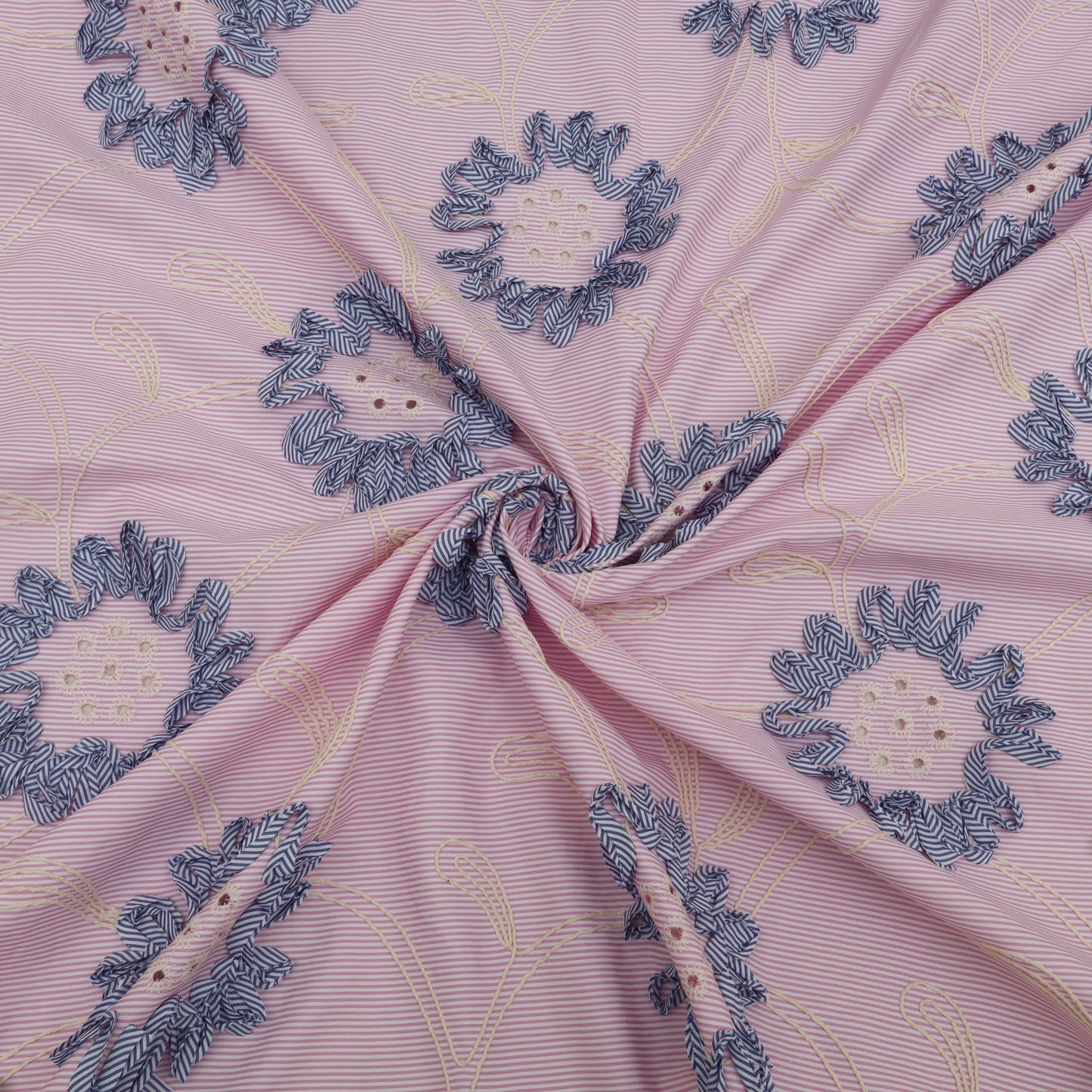 Cotton Stripe Embroidery Fabric