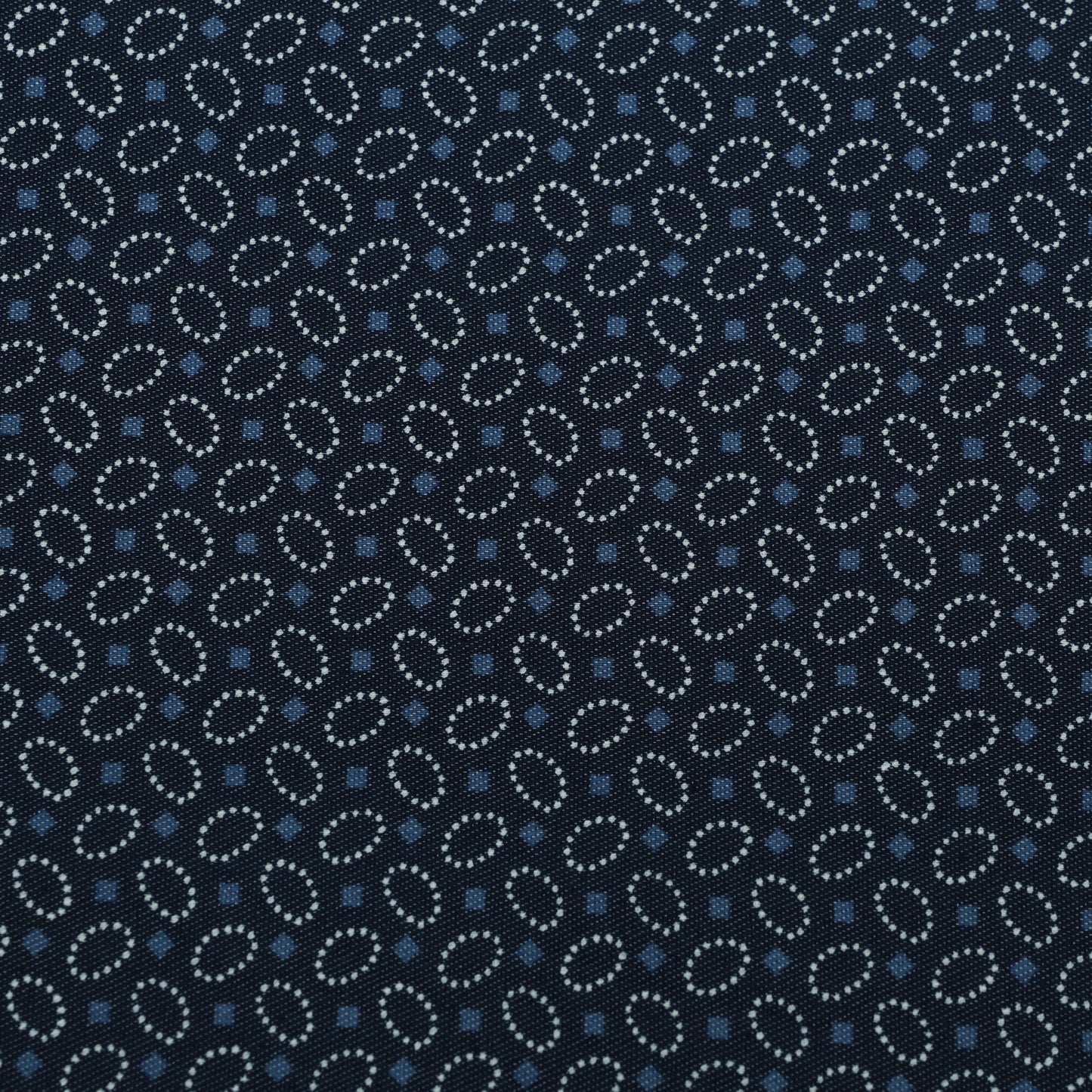 Navy Blue Geometric Printed Denim Fabric