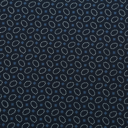 Navy Blue Geometric Printed Denim Fabric