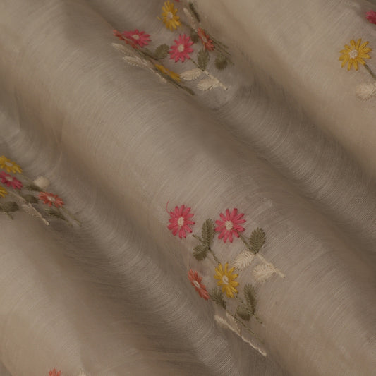 Cream Color Chanderi Booti Fabric