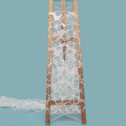 White Color Net Embroidery Fabric
