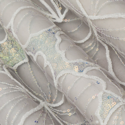 White Color Net Embroidery Fabric