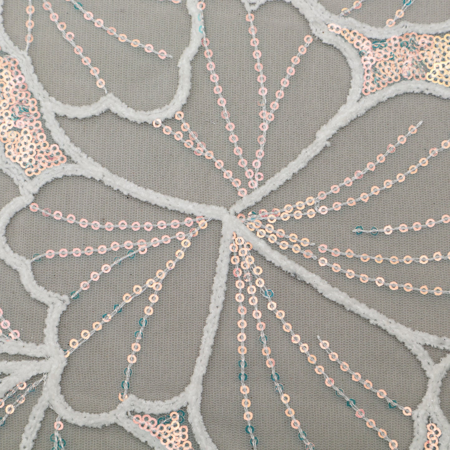 White Color Net Embroidery Fabric