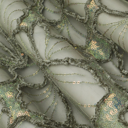 Pista Green Color Net Embroidery Fabric