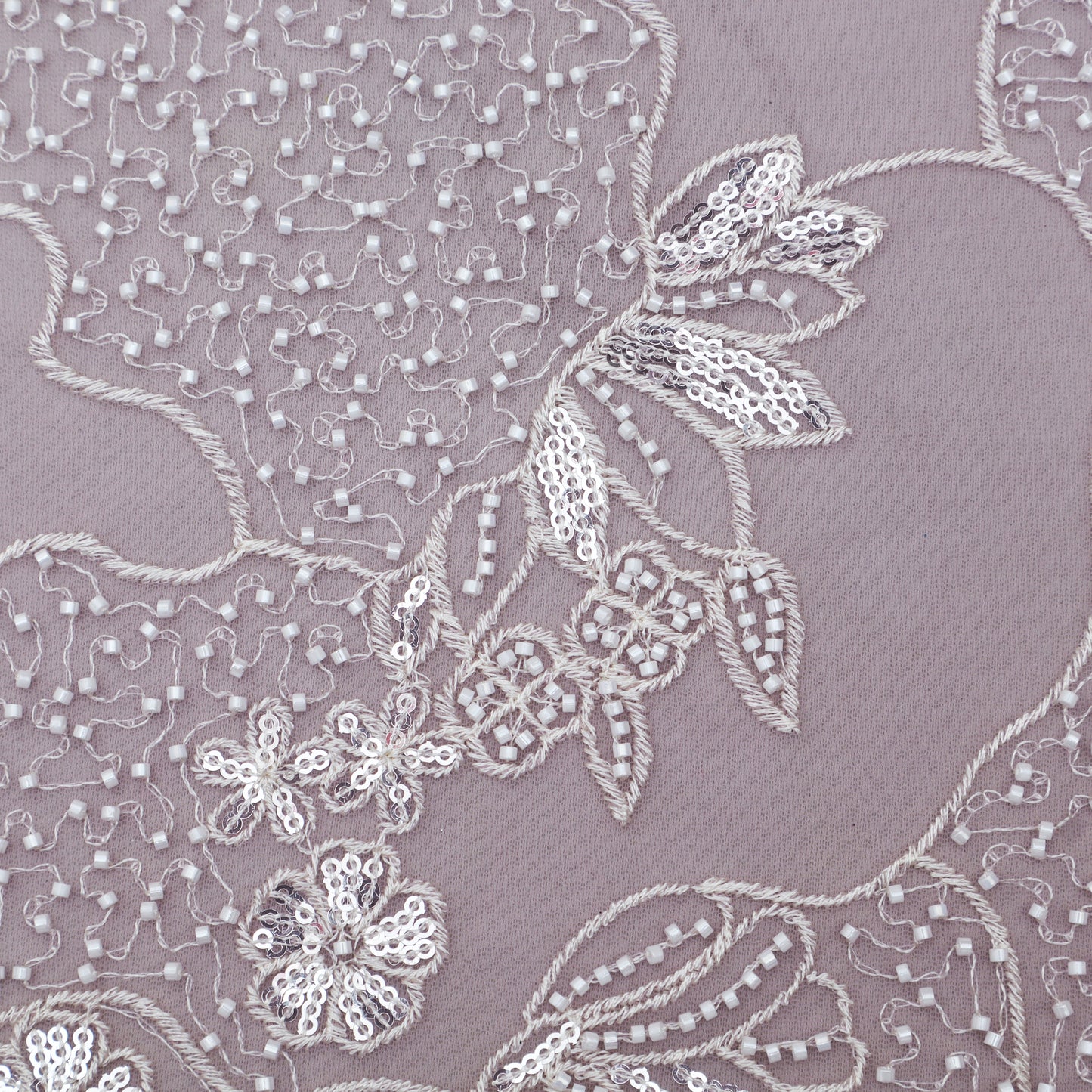 Lavender Color Net Embroidery Fabric