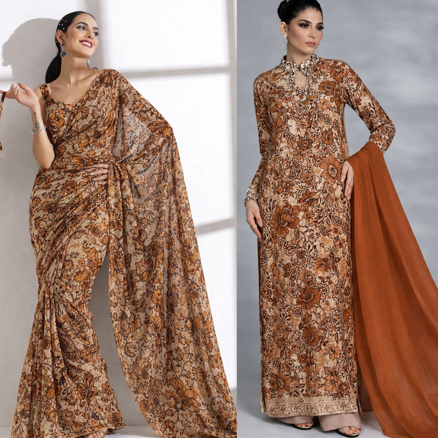 Floral Printed Brasso Velvet Fabric