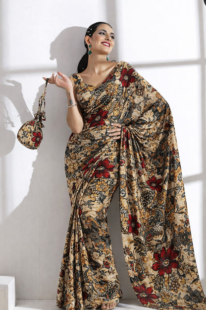 Floral Printed Brasso Velvet Fabric