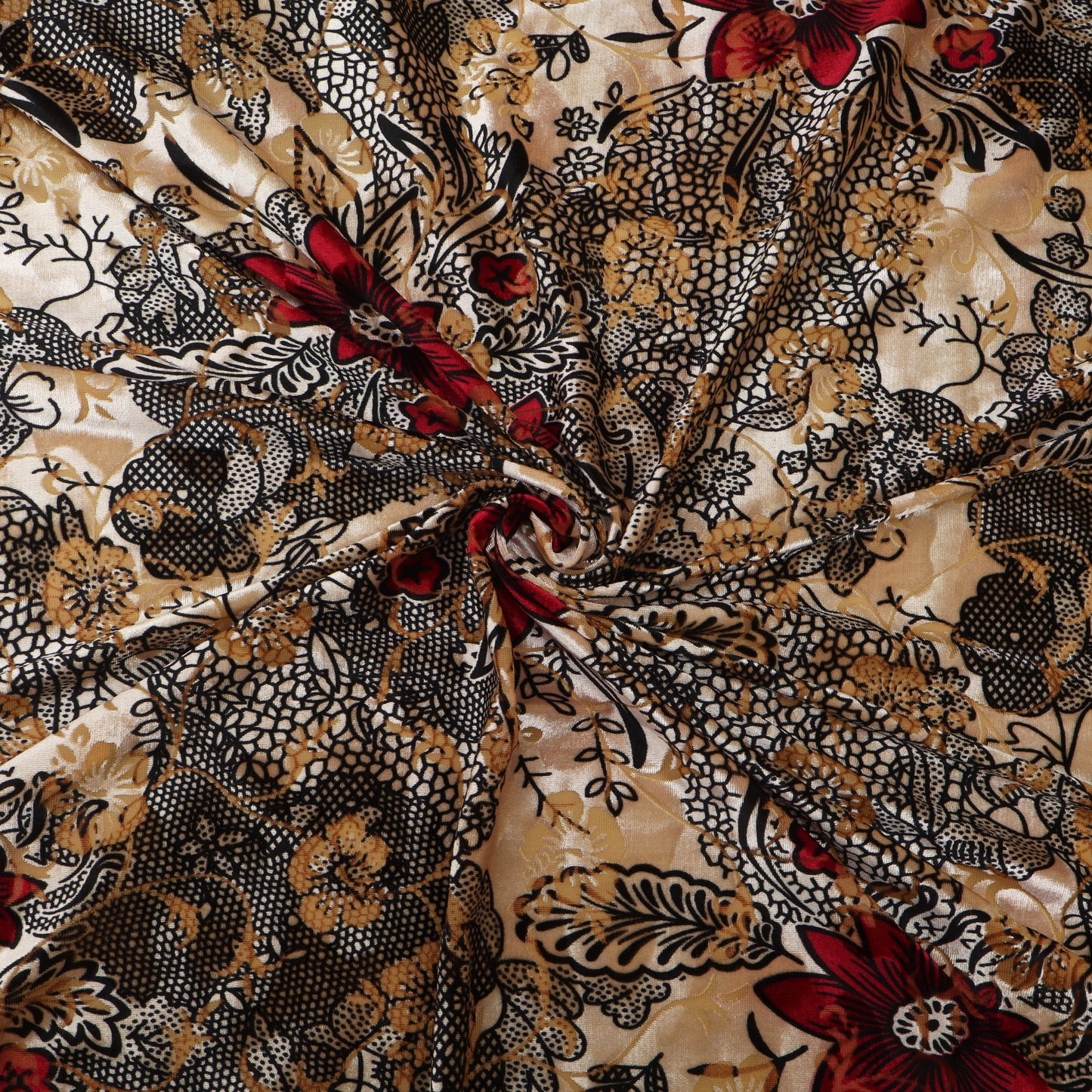 Floral Printed Brasso Velvet Fabric