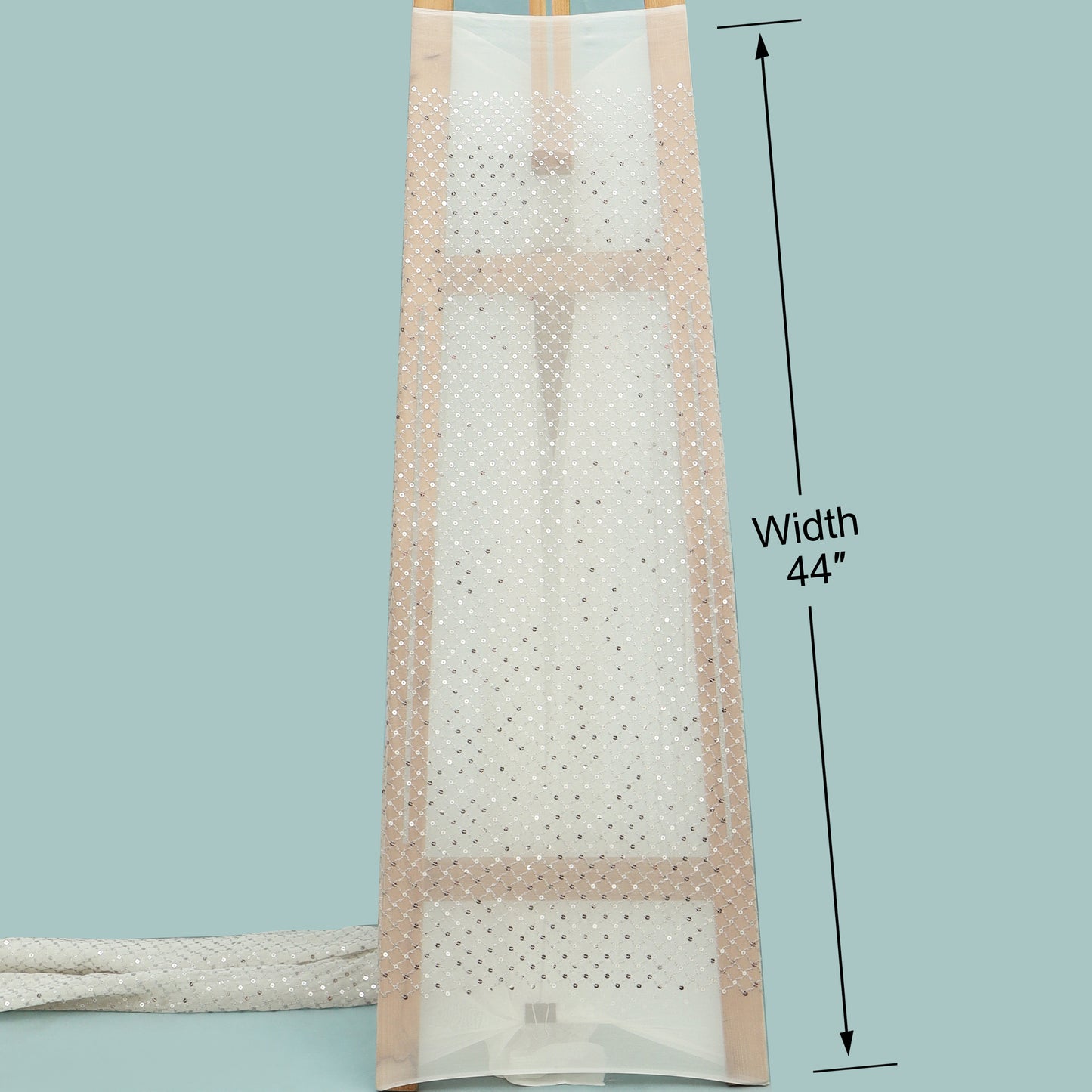 White Color Sequins Georgette Embroidery Fabric