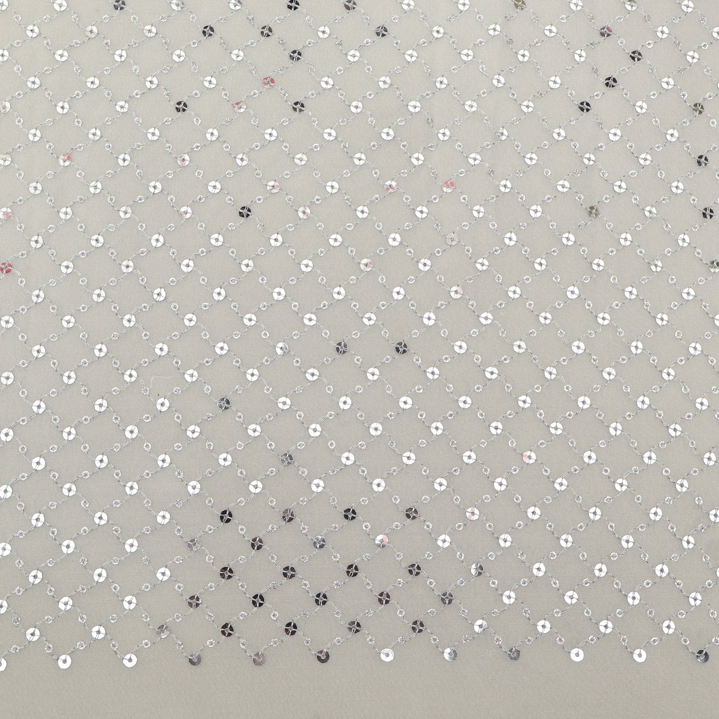 White Color Sequins Georgette Embroidery Fabric