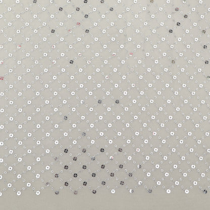 White Color Sequins Georgette Embroidery Fabric