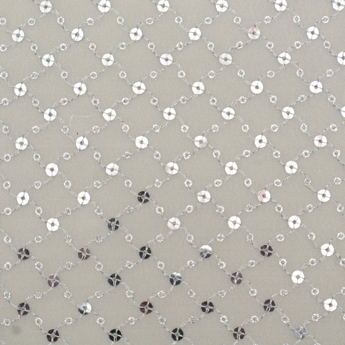 White Color Sequins Georgette Embroidery Fabric