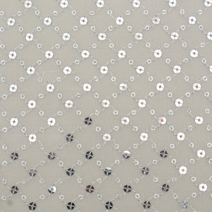 White Color Sequins Georgette Embroidery Fabric