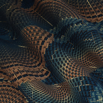 Blue, Gold And Maroon Color Brasso Velvet Fabric