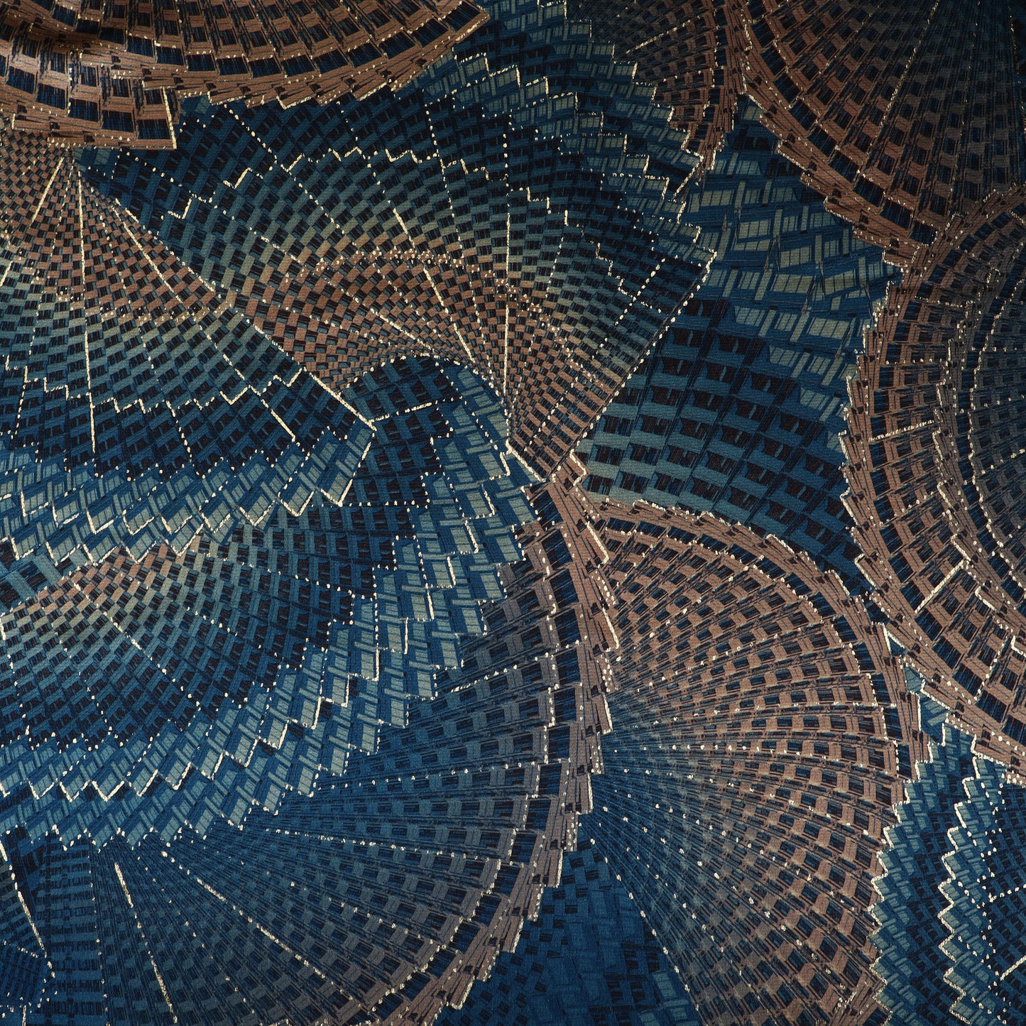 Blue, Gold And Maroon Color Brasso Velvet Fabric