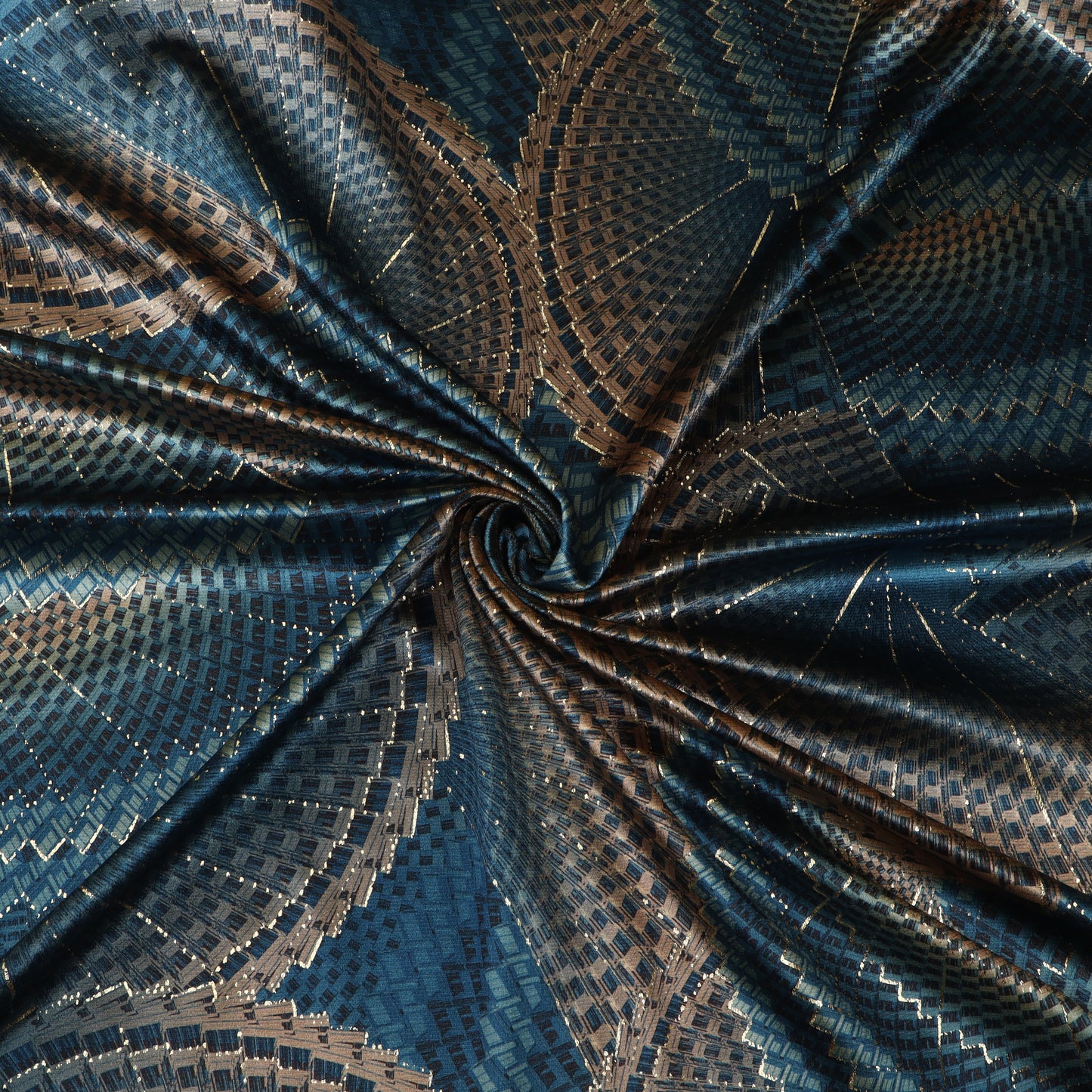 Blue, Gold And Maroon Color Brasso Velvet Fabric