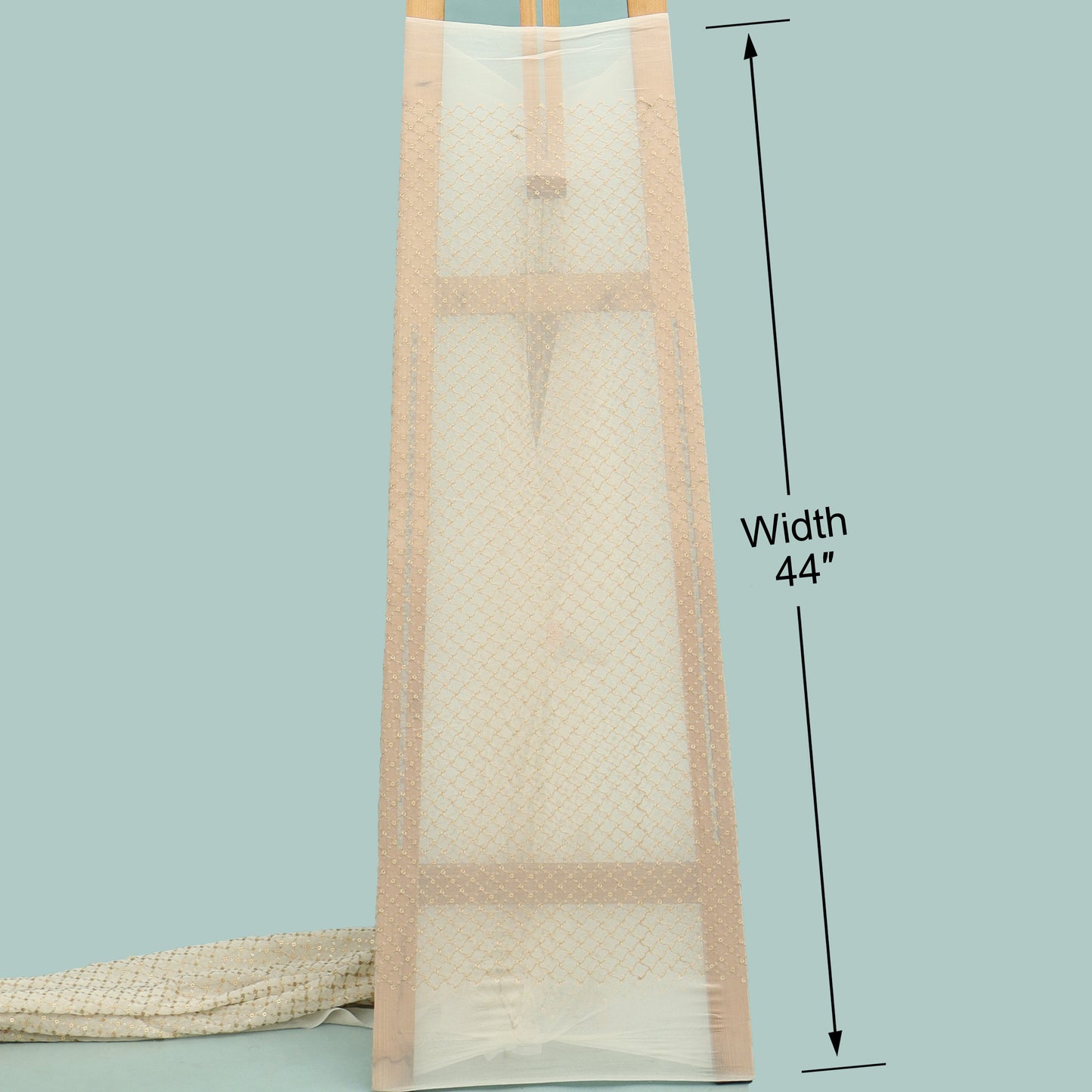 White Color Sequins Georgette Embroidery Fabric