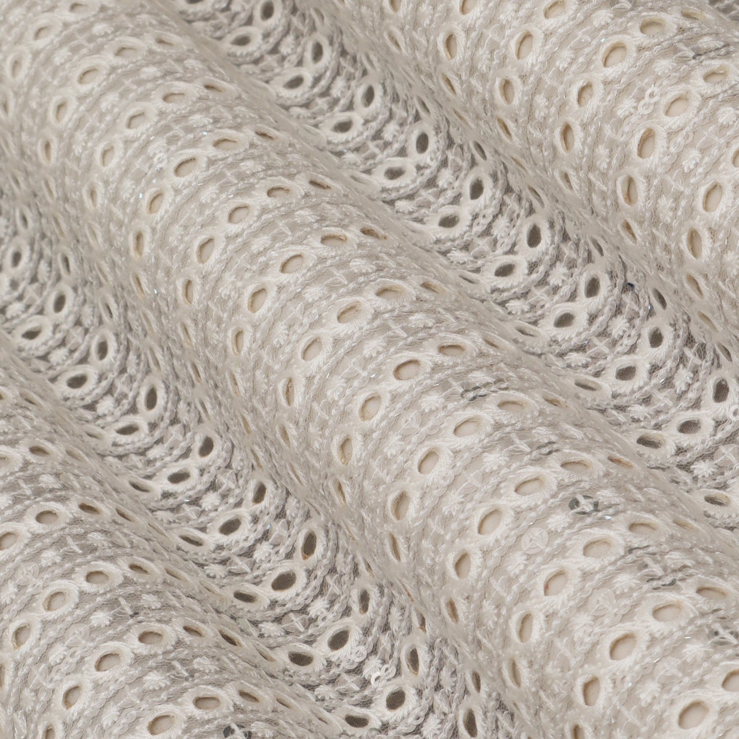 White Color Net Embroidery Fabric