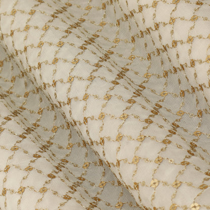 White Color Sequins Georgette Embroidery Fabric