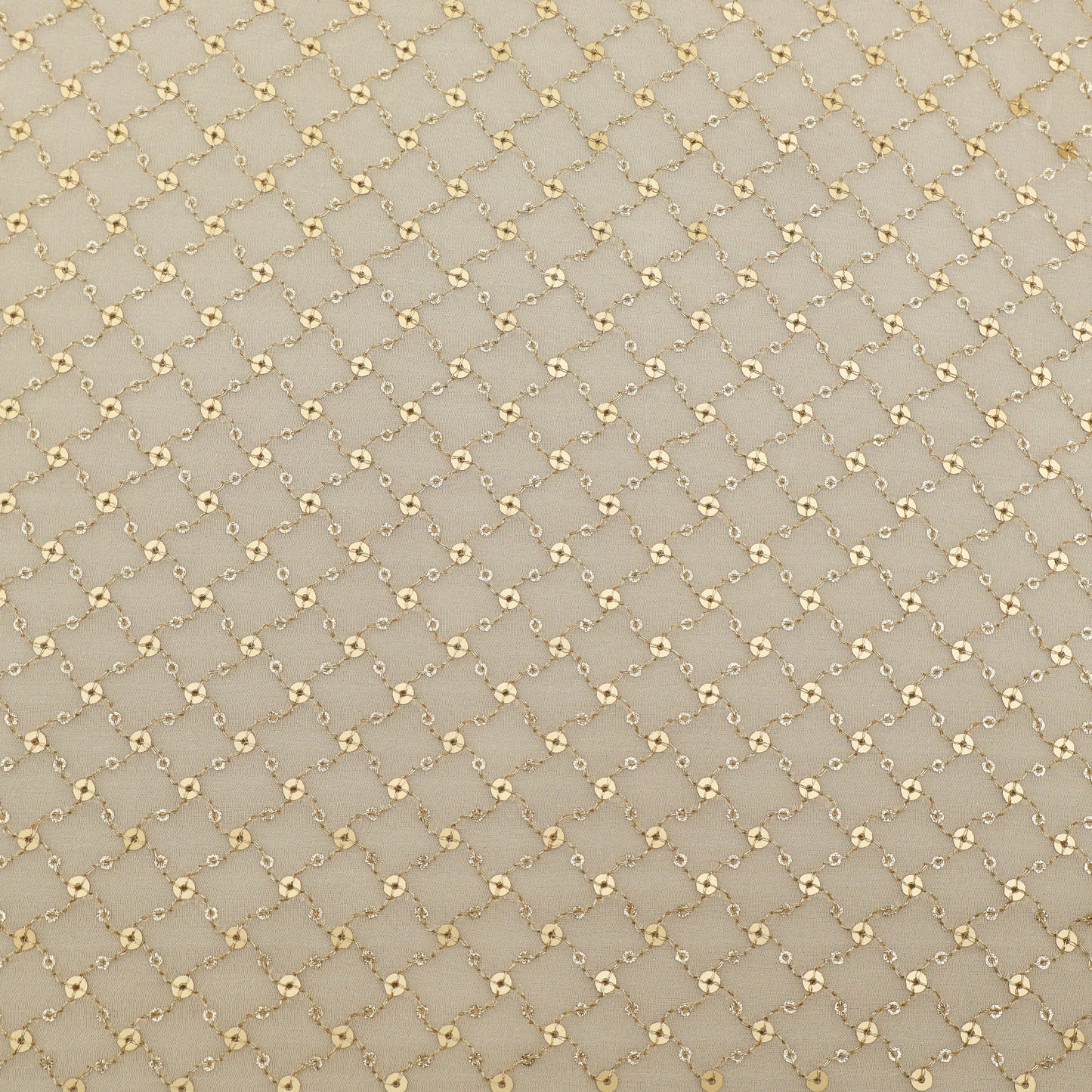 White Color Sequins Georgette Embroidery Fabric