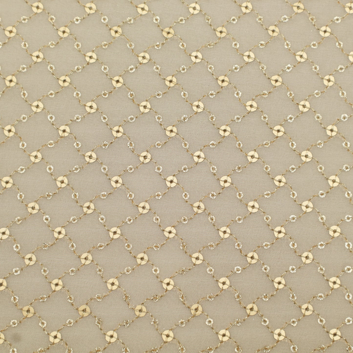 White Color Sequins Georgette Embroidery Fabric