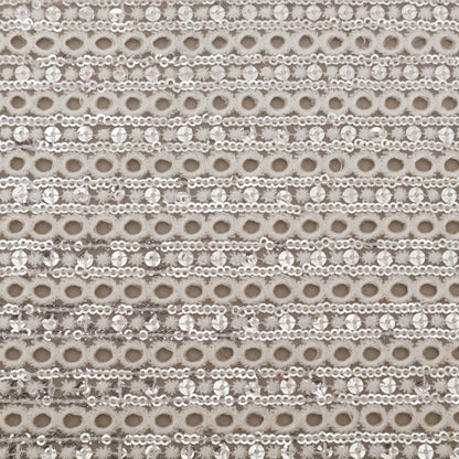 White Color Net Embroidery Fabric