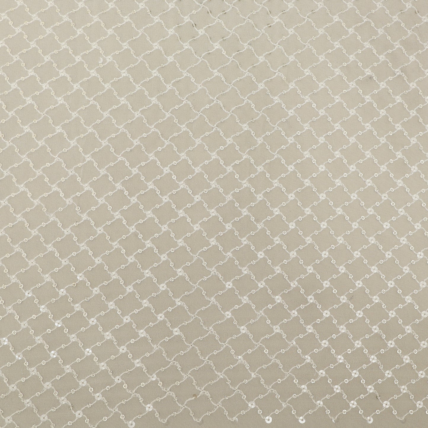 White Color Sequins Georgette Embroidery Fabric