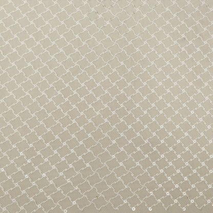 White Color Sequins Georgette Embroidery Fabric