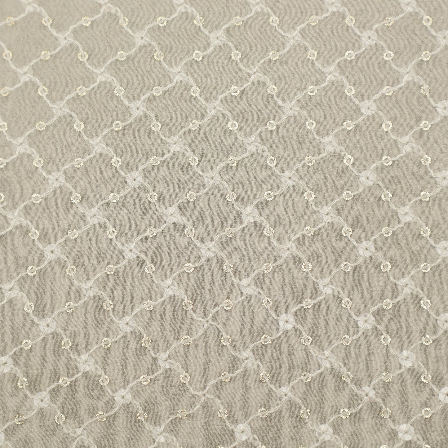 White Color Sequins Georgette Embroidery Fabric