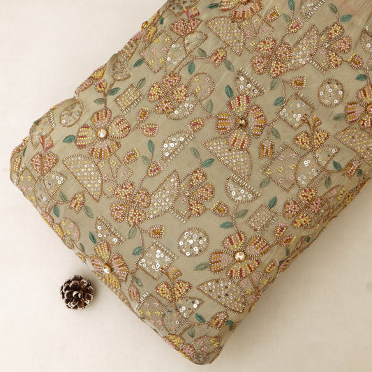 Floral Sequins Tissue Embroidery Fabric