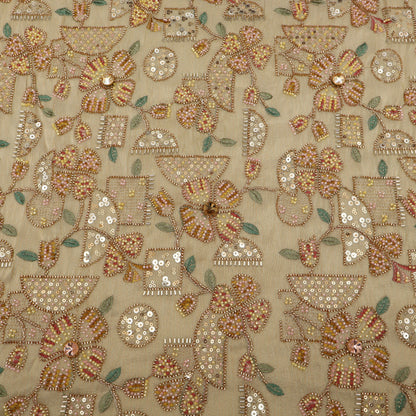 Floral Sequins Tissue Embroidery Fabric