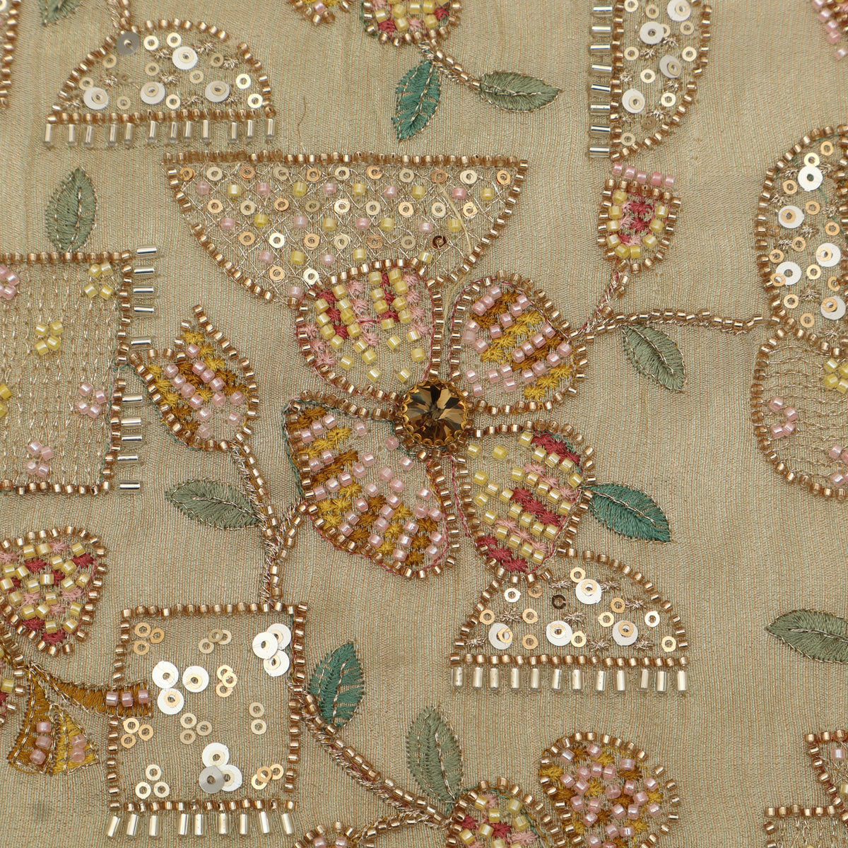 Floral Sequins Tissue Embroidery Fabric